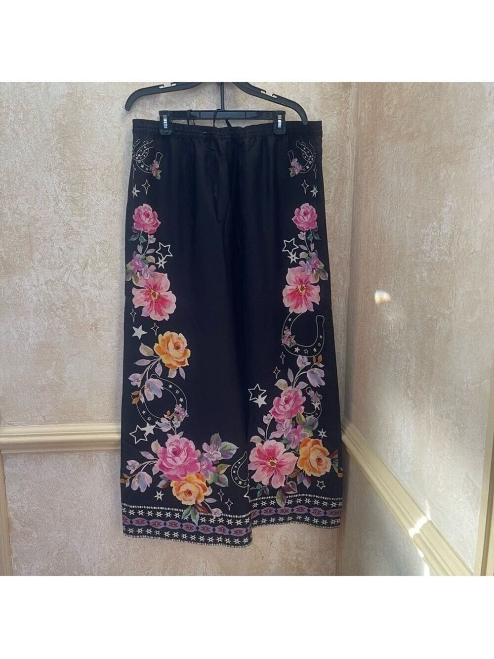 Johnny Was Jade Frankie Easy Pant Kasumi Black Floral Wide Leg Silk Blend Sz XL - Picture 6 of 13